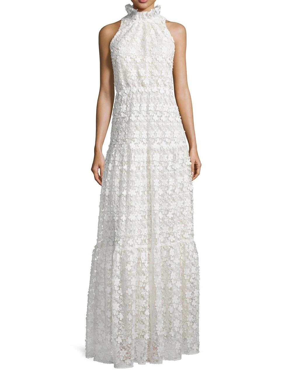 Erin Fetherston Maxi Dress Gown Wedding French Lace and Silk